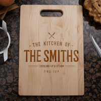 Load image into Gallery viewer, Designs by MyUtopia Shout Out:Cooking up A Storm Personalized with Family Name and Year Cutting Board,🌟  Best Value 9 3/4″ X 13.5″,Cutting Board

