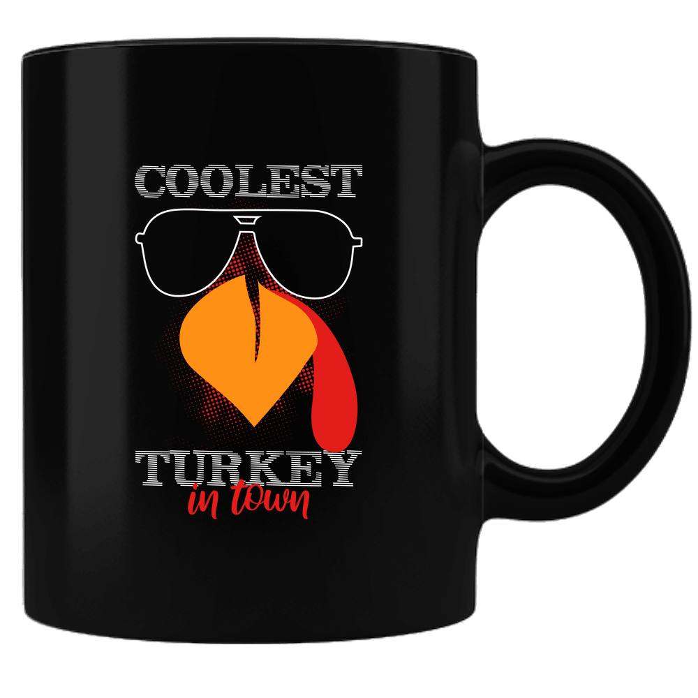 Designs by MyUtopia Shout Out:Coolest Turkey In Town Black Ceramic Coffee Mug,Black,Ceramic Coffee Mug