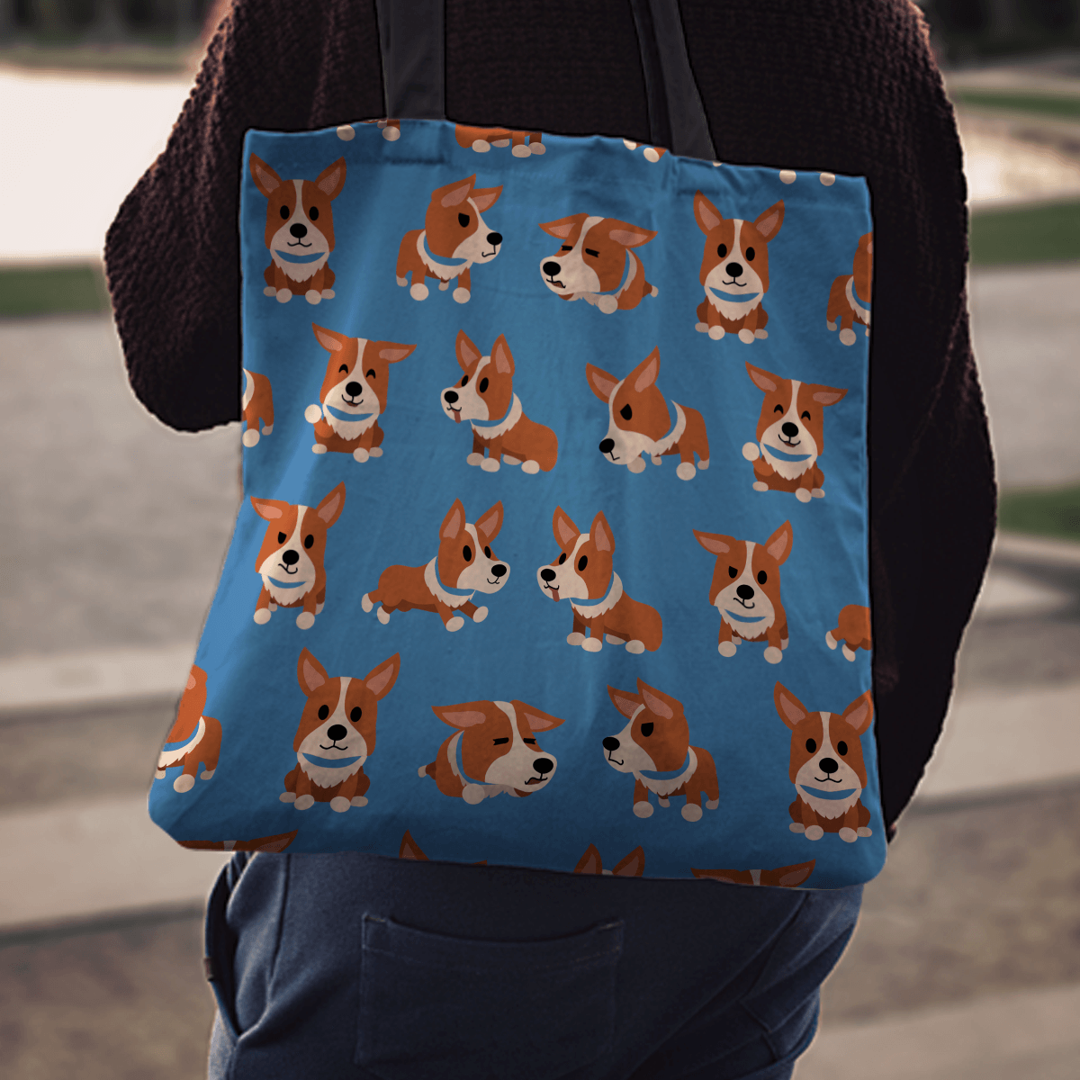 Designs by MyUtopia Shout Out:Corgi Fabric Totebag Reusable Shopping Tote - Just Pay Shipping