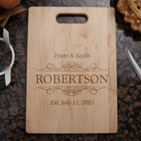 Load image into Gallery viewer, Designs by MyUtopia Shout Out:Couple Established Personalized Engraved with Names and Date  Maple Cutting Board,🌟  Best Value 9 3/4″ X 13.5″,Cutting Board
