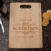 Load image into Gallery viewer, Designs by MyUtopia Shout Out:Couple Established Personalized Engraved with Names and Date  Maple Cutting Board
