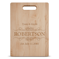 Load image into Gallery viewer, Designs by MyUtopia Shout Out:Couple Established Personalized Engraved with Names and Date  Maple Cutting Board
