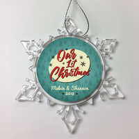 Load image into Gallery viewer, Designs by MyUtopia Shout Out:Couple First Christmas Personalized Ornament,Christmas Snow Crystal,Personalized Christmas Ornament
