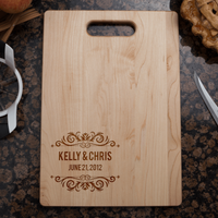 Load image into Gallery viewer, Designs by MyUtopia Shout Out:Couples Names and Date Personalized Wedding / Anniversary gift Engraved Cutting Board,🌟  Best Value 9 3/4″ X 13.5″,Cutting Board

