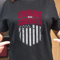 Load image into Gallery viewer, Designs by MyUtopia Shout Out:Courage and Strength Adult Unisex Black T-Shirt,S / Black,Adult Unisex T-Shirt
