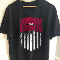 Load image into Gallery viewer, Designs by MyUtopia Shout Out:Courage and Strength Adult Unisex Black T-Shirt
