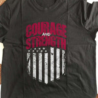 Load image into Gallery viewer, Designs by MyUtopia Shout Out:Courage and Strength Adult Unisex Black T-Shirt
