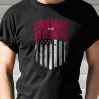 Load image into Gallery viewer, Designs by MyUtopia Shout Out:Courage and Strength Adult Unisex Black T-Shirt
