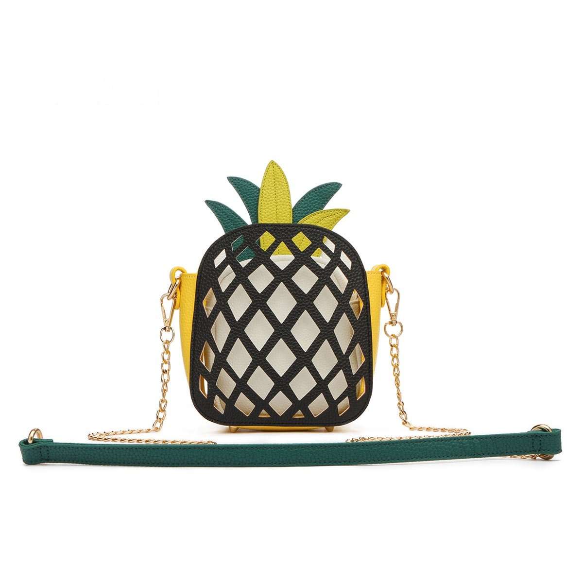 Designs by MyUtopia Shout Out:Cowgirl Trendy Cute Pineapple Fruit Mini Crossbody Bag,Black,Cross-Body Purse