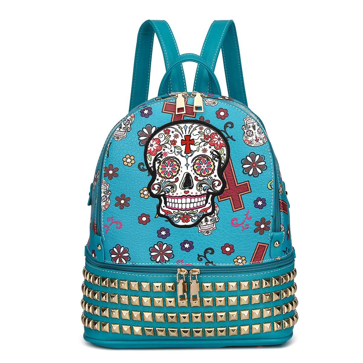 cowgirl trendy leather backpack Cowgirl Trendy Day of the Dead Purse Sugar Skull Bag Studded Fashion Backpack