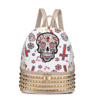 Load image into Gallery viewer, Designs by MyUtopia Shout Out:Cowgirl Trendy Day of the Dead Purse Sugar Skull Bag Studded Fashion Backpack,Gold,Backpack Purse

