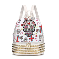 Load image into Gallery viewer, Designs by MyUtopia Shout Out:Cowgirl Trendy Day of the Dead Purse Sugar Skull Bag Studded Fashion Backpack,White,Backpack Purse
