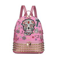 Load image into Gallery viewer, Designs by MyUtopia Shout Out:Cowgirl Trendy Day of the Dead Purse Sugar Skull Bag Studded Fashion Backpack,Pink,Backpack Purse
