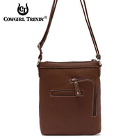 Load image into Gallery viewer, Designs by MyUtopia Shout Out:Cowgirl Trendy Mark 10:27 Bible Verse Cross Messenger Crossbody Conceal Carry Bag
