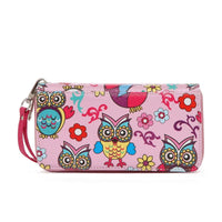 Load image into Gallery viewer, Designs by MyUtopia Shout Out:Cowgirl Trendy Multi Colorful Owl Print Western Wristlet Wallet
