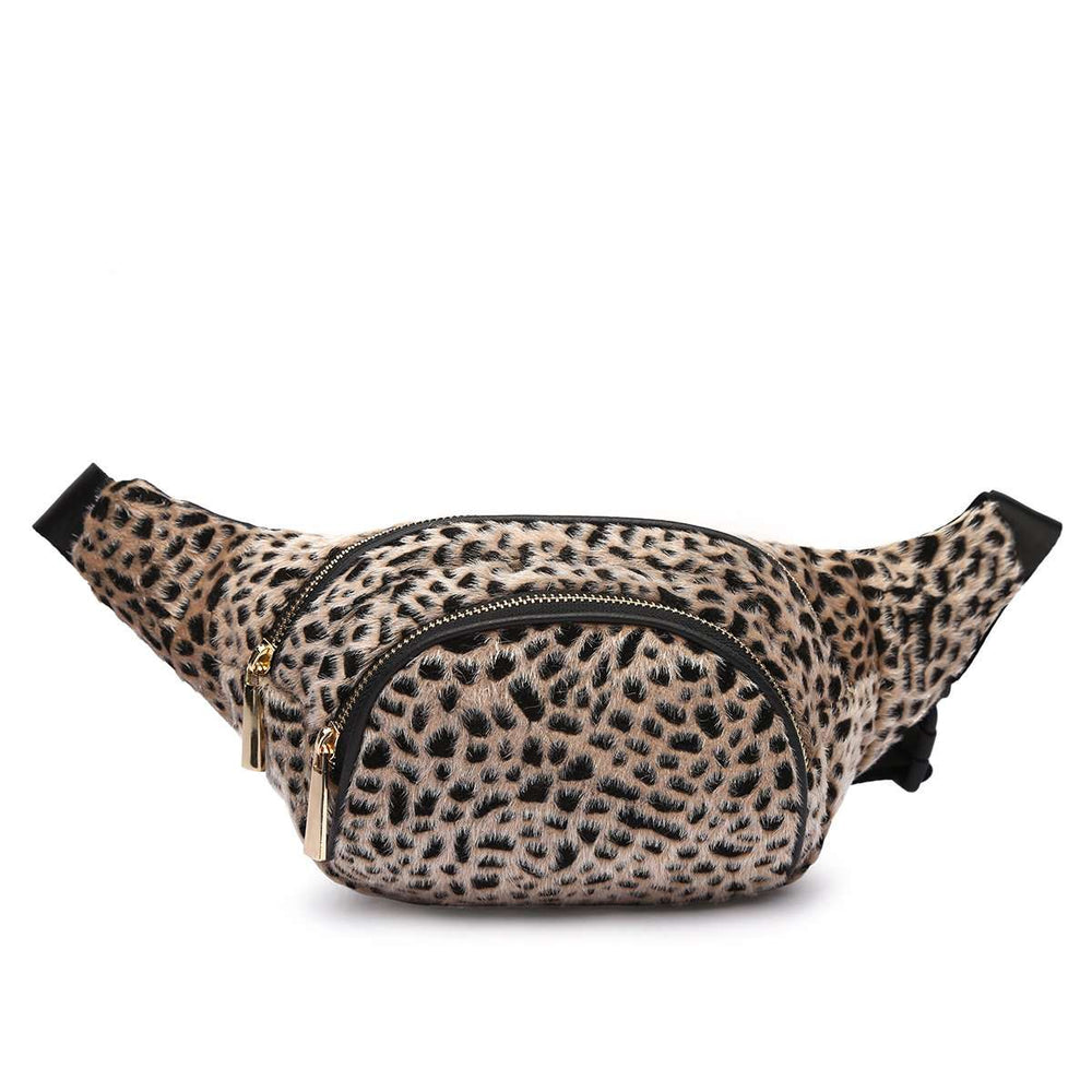 Designs by MyUtopia Shout Out:Cowgirl Trendy Soft Leopard Fanny Pack Waist Fashion Hip Bag Fuzzy Belt Bag,Natural,Belt Bag