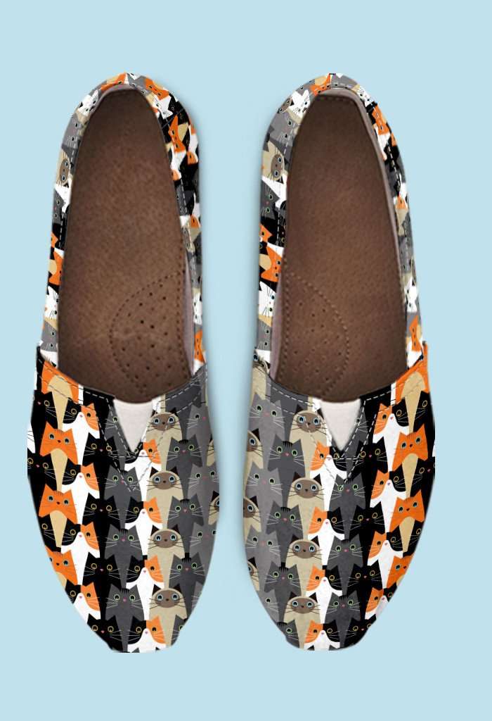 Designs by MyUtopia Shout Out:Crazy Cat Lady Casual Canvas Slip on Shoes Women's Flats,Ladies US6 (EU36) / Multi,Slip on Flats