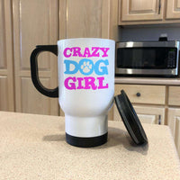 Load image into Gallery viewer, Designs by MyUtopia Shout Out:Crazy Dog Girl 14 oz Stainless Steel Travel Coffee Mug w. Twist Close Lid
