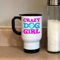 Load image into Gallery viewer, Designs by MyUtopia Shout Out:Crazy Dog Girl 14 oz Stainless Steel Travel Coffee Mug w. Twist Close Lid
