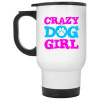Load image into Gallery viewer, Designs by MyUtopia Shout Out:Crazy Dog Girl 14 oz Stainless Steel Travel Coffee Mug w. Twist Close Lid
