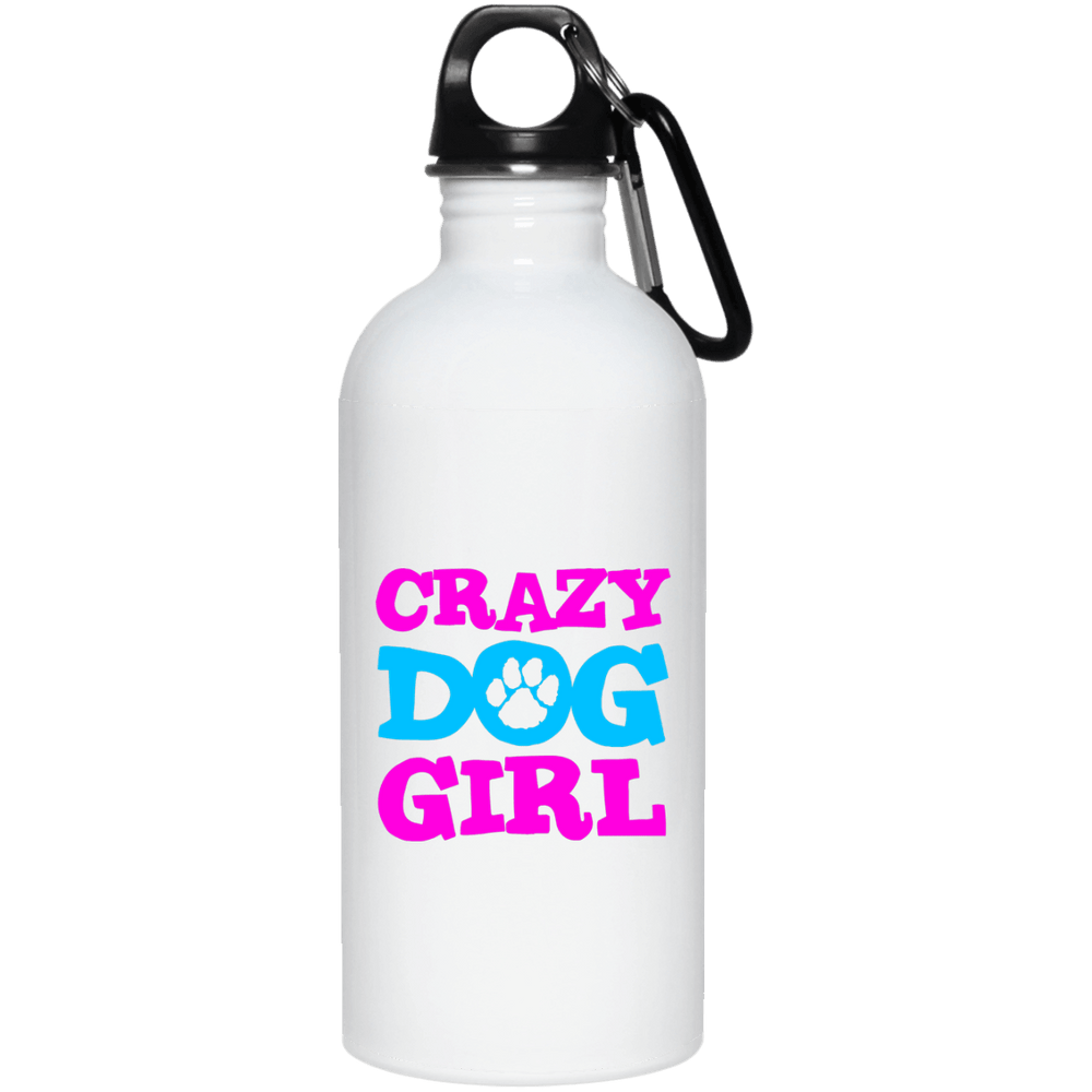 Designs by MyUtopia Shout Out:Crazy Dog Girl 20 oz. Stainless Steel Water Bottle,White / One Size,Water Bottle