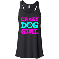 Load image into Gallery viewer, Designs by MyUtopia Shout Out:Crazy Dog Girl Bella + Canvas Flowy Racerback Tank Top,X-Small / Black,Tank Tops
