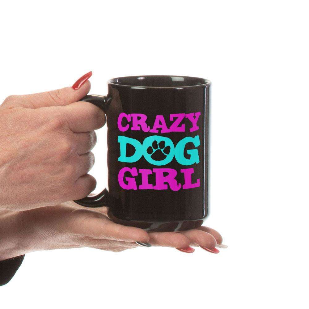 Designs by MyUtopia Shout Out:Crazy Dog Girl Ceramic Coffee Mug - Black