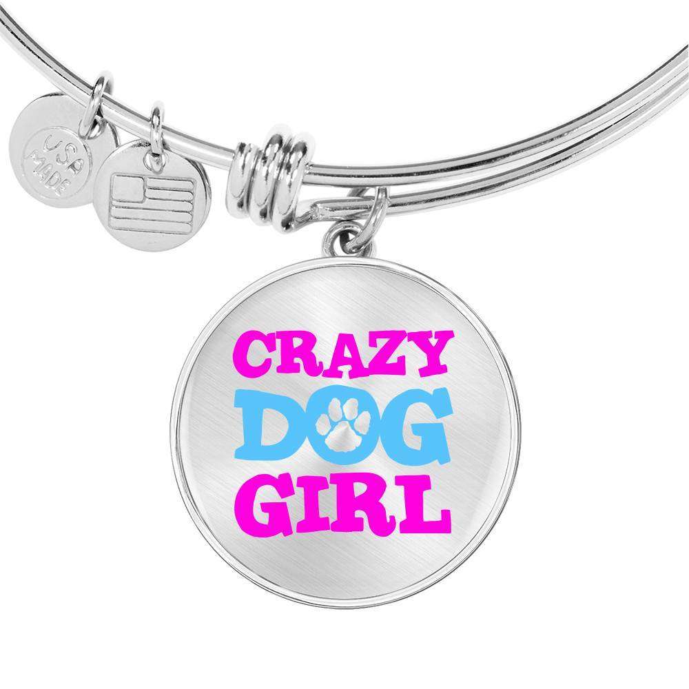 Designs by MyUtopia Shout Out:Crazy Dog Girl Engravable Keepsake Round Bangle Wire Bracelet