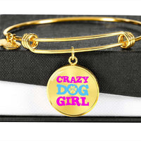 Load image into Gallery viewer, Designs by MyUtopia Shout Out:Crazy Dog Girl Engravable Keepsake Round Bangle Wire Bracelet,Gold / No,Wire Bracelet
