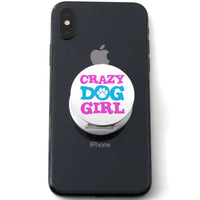 Load image into Gallery viewer, Designs by MyUtopia Shout Out:Crazy Dog Girl Hinged Phone Grip and Stand for Smartphones and Tablets
