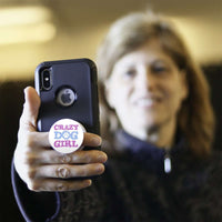 Load image into Gallery viewer, Designs by MyUtopia Shout Out:Crazy Dog Girl Hinged Phone Grip and Stand for Smartphones and Tablets
