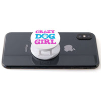 Load image into Gallery viewer, Designs by MyUtopia Shout Out:Crazy Dog Girl Hinged Phone Grip and Stand for Smartphones and Tablets
