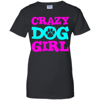 Load image into Gallery viewer, Designs by MyUtopia Shout Out:Crazy Dog Girl Ladies&#39; 100% Cotton T-Shirt,X-Small / Black,Ladies T-Shirts
