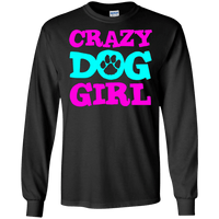 Load image into Gallery viewer, Designs by MyUtopia Shout Out:Crazy Dog Girl Long Sleeve Ultra Cotton T-Shirt,S / Black,Long Sleeve T-Shirts
