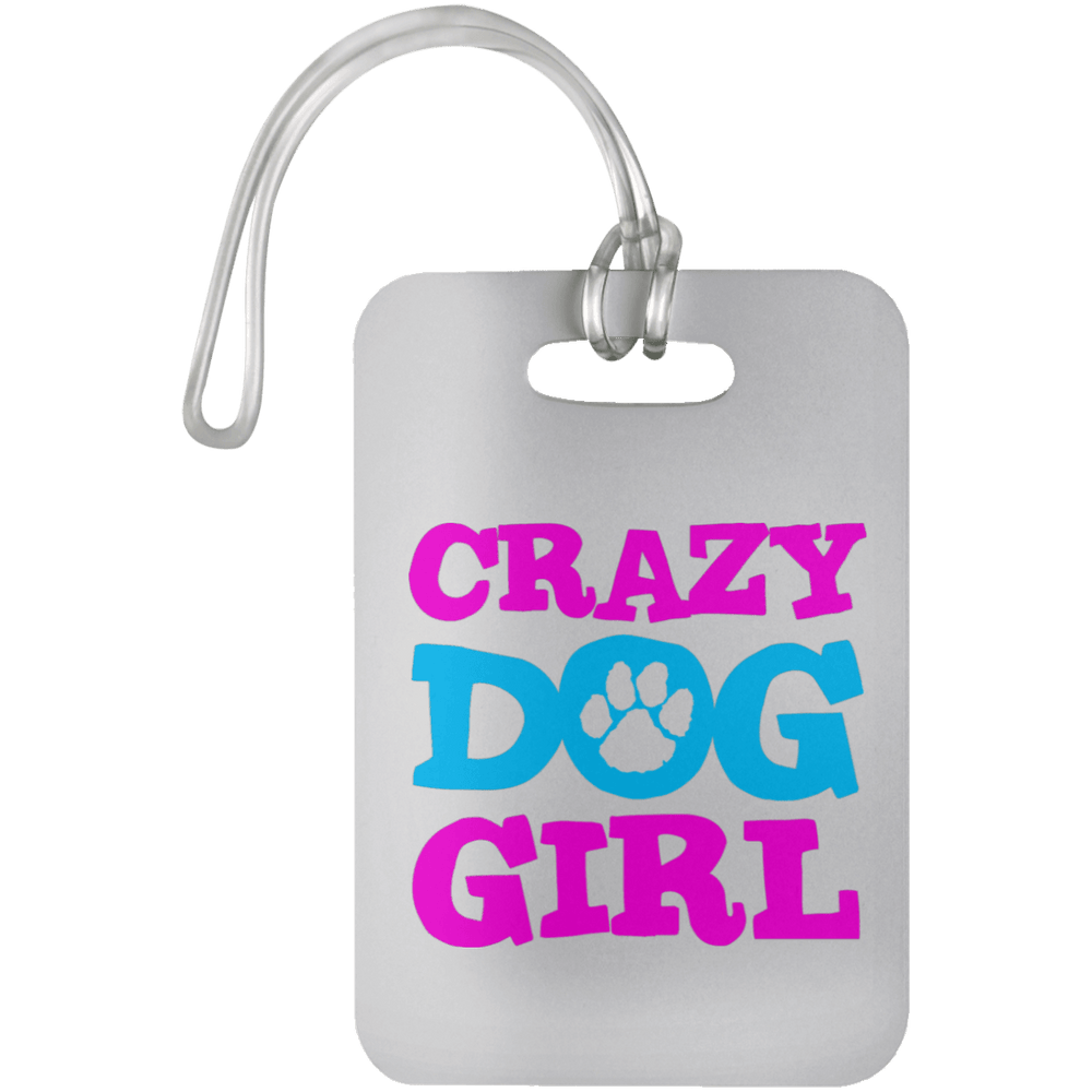 Designs by MyUtopia Shout Out:Crazy Dog Girl Luggage Bag Tag,White / One Size,Luggage Tags