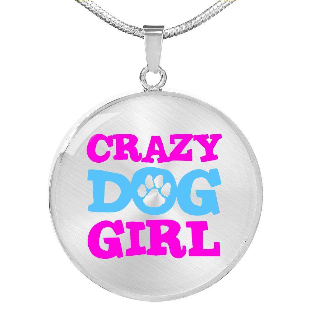 Designs by MyUtopia Shout Out:Crazy Dog Girl Personalized Engravable Keepsake Necklace,Silver / No,Necklace