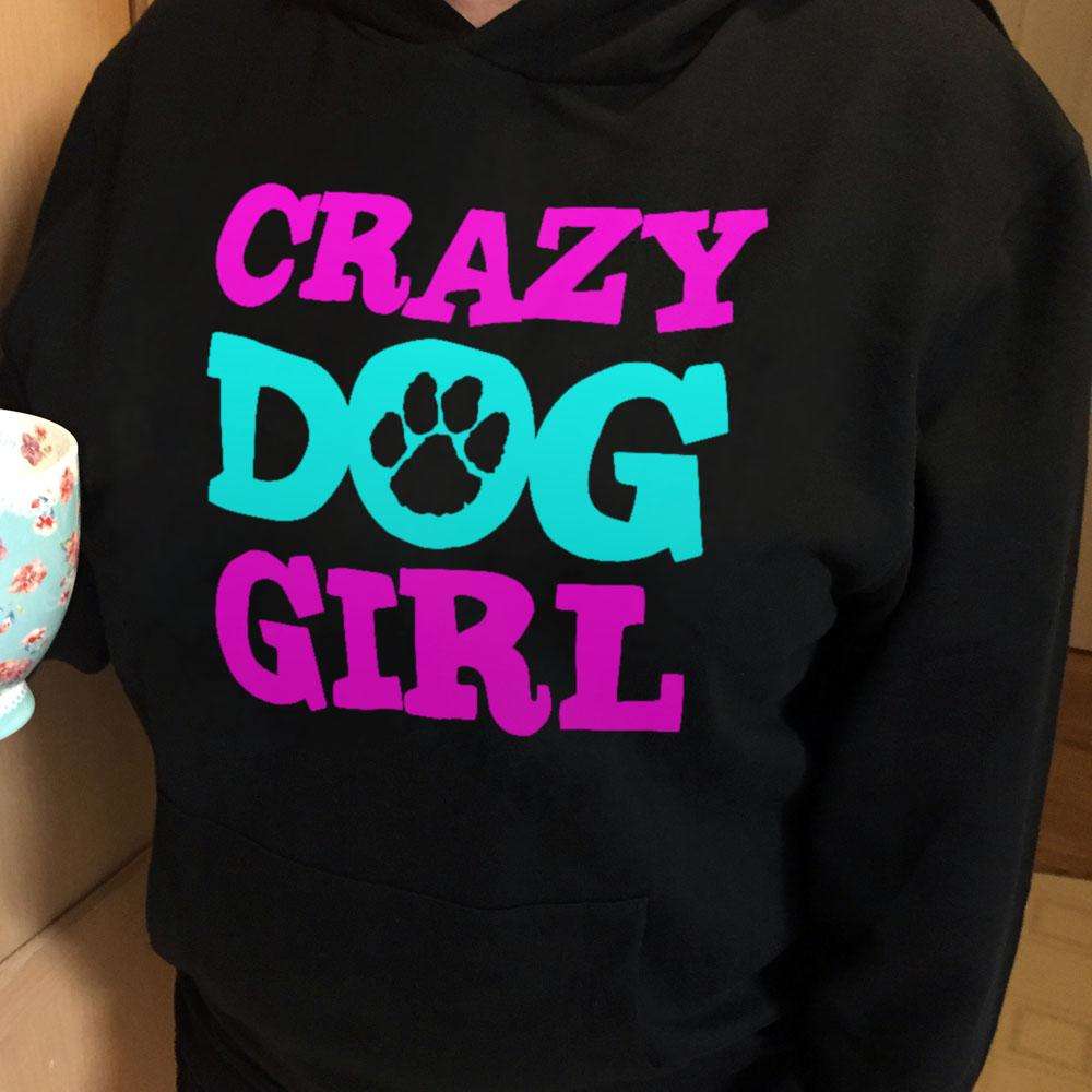 Designs by MyUtopia Shout Out:Crazy Dog Girl Port & Co. Core Fleece Pullover Hoodie