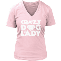 Load image into Gallery viewer, Designs by MyUtopia Shout Out:Crazy Dog Lady,Womens V-Neck / Pink / S,Adult Unisex T-Shirt
