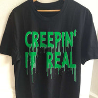 Load image into Gallery viewer, Designs by MyUtopia Shout Out:Creepin&#39; It Real Adult Unisex Cotton Short Sleeve T-Shirt,S / Black,Adult Unisex T-Shirt
