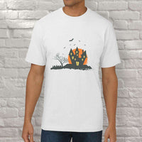 Load image into Gallery viewer, Designs by MyUtopia Shout Out:Creepy Castle Adult Unisex Cotton Short Sleeve White T-Shirt,S / White,Adult Unisex T-Shirt

