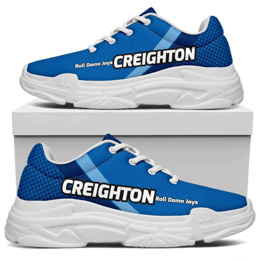 Designs by MyUtopia Shout Out:Creighton Roll Damn Jays Basketball Fan Chunky Walking Shoes,Women's / Ladies US5.5 (EU36) / Blue,Chunky Sneakers