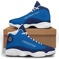 Load image into Gallery viewer, Designs by MyUtopia Shout Out:Creighton Roll Damn Jays Basketball Fan Microfiber Leather Hightop Sneakers,Women / 5,Leather Hightop Sneakers
