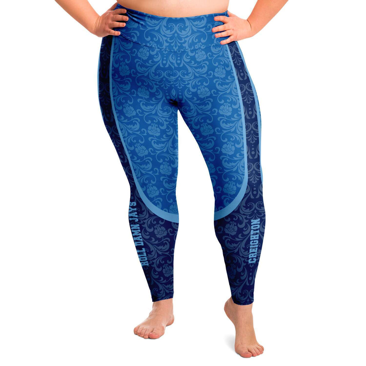 Designs by MyUtopia Shout Out:Creighton Roll Damn Jays Basketball Fan Plus Size Leggings,2XL / Blue,Plus Size Legging - AOP