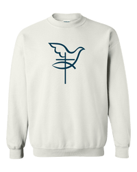 Load image into Gallery viewer, Designs by MyUtopia Shout Out:Cross Dove Fish Adult Crewneck Sweat Shirt,White / S,Sweatshirts
