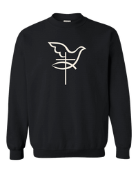 Load image into Gallery viewer, Designs by MyUtopia Shout Out:Cross Dove Fish Adult Crewneck Sweat Shirt,Black / S,Sweatshirts
