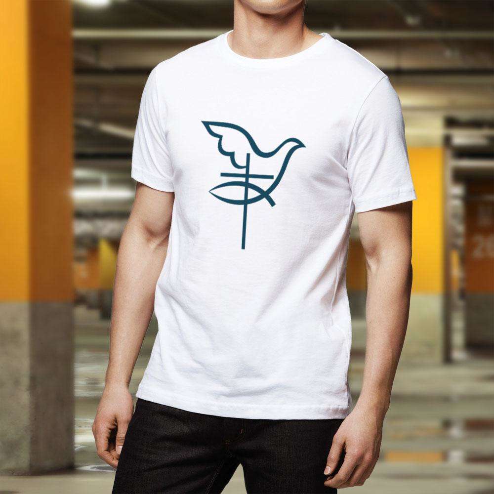 Designs by MyUtopia Shout Out:Cross Dove Fish Adult Unisex T-Shirt