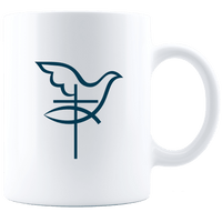 Load image into Gallery viewer, Designs by MyUtopia Shout Out:Cross Dove Fish Ceramic White Coffee Mug,White / 11oz,Ceramic Coffee Mug
