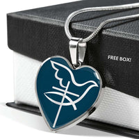 Load image into Gallery viewer, Designs by MyUtopia Shout Out:Cross Dove Fish Christian Faith Personalized Engravable Keepsake Heart Necklace
