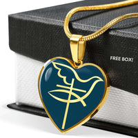 Load image into Gallery viewer, Designs by MyUtopia Shout Out:Cross Dove Fish Christian Faith Personalized Engravable Keepsake Heart Necklace
