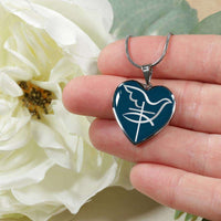 Load image into Gallery viewer, Designs by MyUtopia Shout Out:Cross Dove Fish Christian Faith Personalized Engravable Keepsake Heart Necklace,Stainless Steel / No,Necklace

